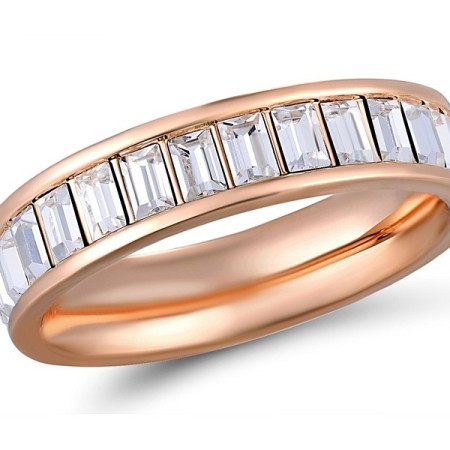 Brass w/ Rose Gold Plating Ring Swarovski 001 (R311252CCGBRR) - US 7