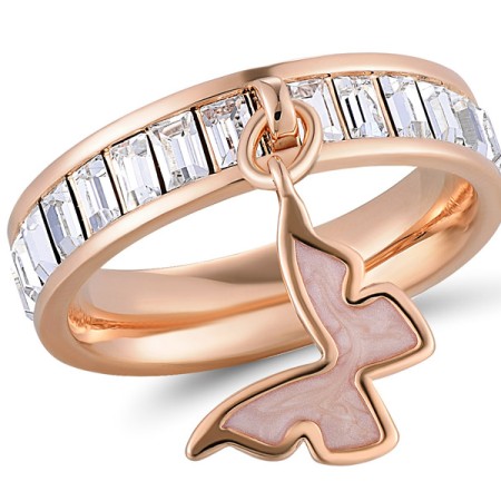 Brass w/ Rose Gold Plating Ring Enamel,Swarovski 001 (R311253AEA1BRR)