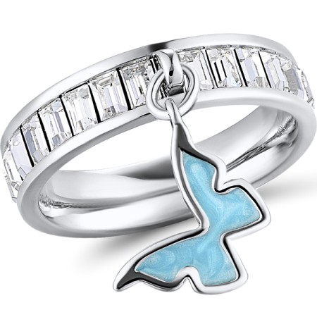 Brass w/ White Gold Plating Ring Enamel,Swarovski 001 (R311253AEA4BRW)