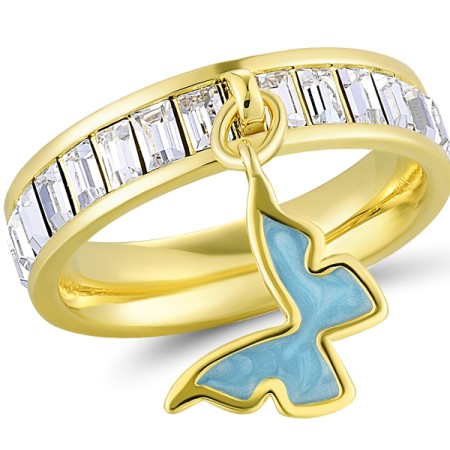 Brass w/ Yellow Gold Plating Ring Enamel,Swarovski 001 (R311253AENA4BRY)