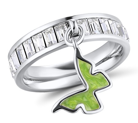 Brass w/ White Gold Plating Ring Enamel,Swarovski 001 (R311253AEA7BRW)