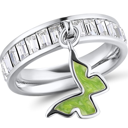 Brass w/ White Gold Plating Ring Enamel,Swarovski 001 (R311253AEA7BRW)