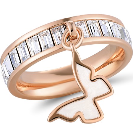 Brass w/ Rose Gold Plating Ring Enamel,Swarovski 001 (R311253AEA8BRR)