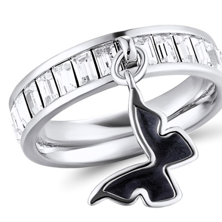 Brass w/ White Gold Plating Ring Enamel,Swarovski 001 (R311253AEABRW)