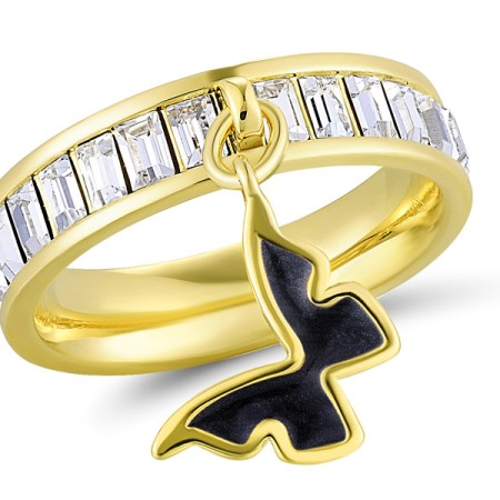 Brass w/ Yellow Gold Plating Ring Enamel,Swarovski 001 (R311253AEABRY)