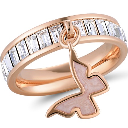 Brass w/ Rose Gold Plating Ring Enamel,Swarovski 001 (R311253BEA1BRR)