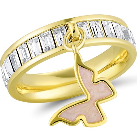 Brass w/ Yellow Gold Plating Ring Enamel,Swarovski 001 (R311253BEA1BRY)