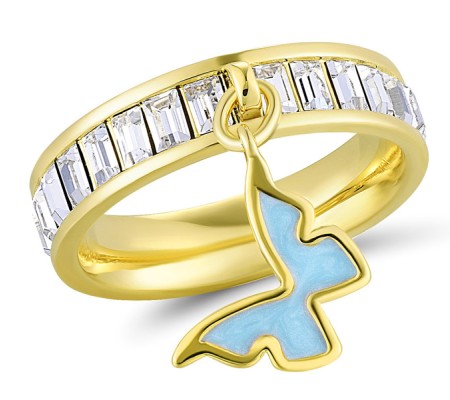 Brass w/ Yellow Gold Plating Ring Enamel,Swarovski 001 (R311253BENA4BRY)