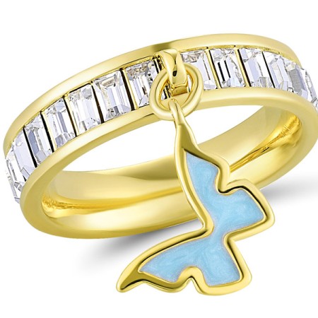 Brass w/ Yellow Gold Plating Ring Enamel,Swarovski 001 (R311253BENA4BRY)