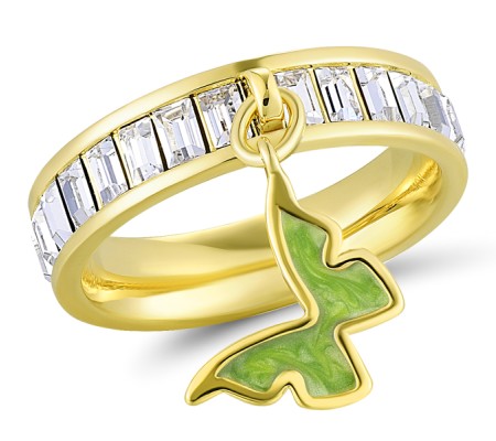 Brass w/ Yellow Gold Plating Ring Enamel,Swarovski 001 (R311253BEA7BRY)