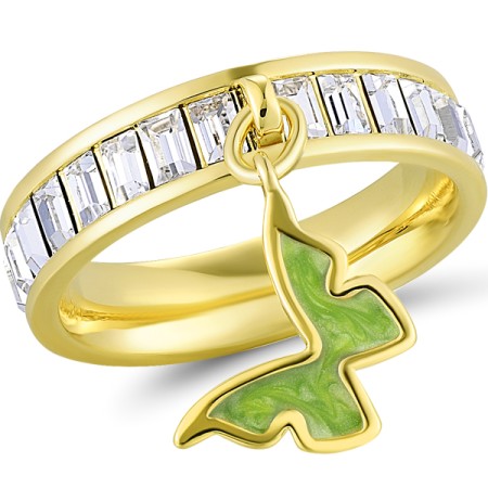 Brass w/ Yellow Gold Plating Ring Enamel,Swarovski 001 (R311253BEA7BRY)