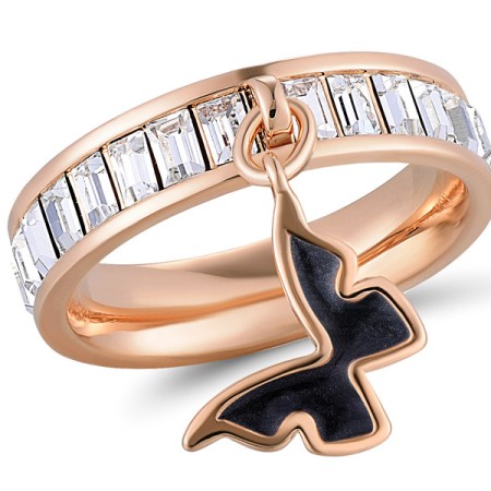 Brass w/ Rose Gold Plating Ring Enamel,Swarovski 001 (R311253BEABRR)
