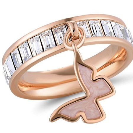 Brass w/ Rose Gold Plating Ring Enamel,Swarovski 001 (R311253EA1BRR) - US 7