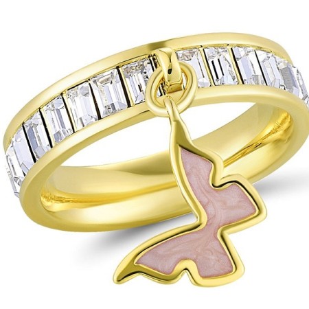 Brass w/ Yellow Gold Plating Ring Enamel,Swarovski 001 (R311253EA1BRY) - US 7