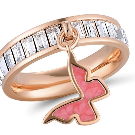 Brass w/ Rose Gold Plating Ring Enamel,Swarovski 001 (R311253ENA3BRR) - US 6