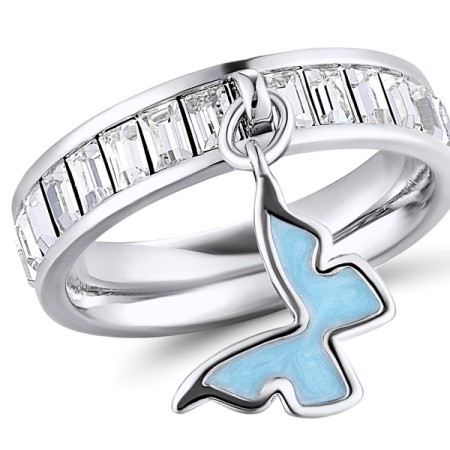 Brass w/ White Gold Plating Ring Enamel,Swarovski 001 (R311253EA4BRW)