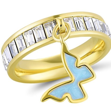 Brass w/ Yellow Gold Plating Ring Enamel,Swarovski 001 (R311253EA4BRY) - US 6