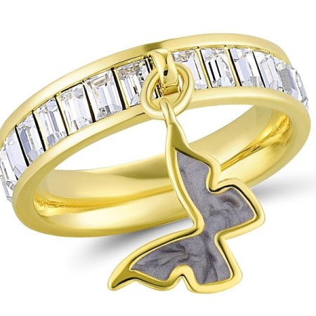 Brass w/ Yellow Gold Plating Ring Enamel,Swarovski 001 (R311253ENA5BRY) - US 6