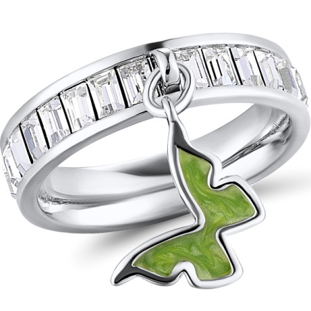 Brass w/ White Gold Plating Ring Enamel,Swarovski 001 (R311253EA7BRW)