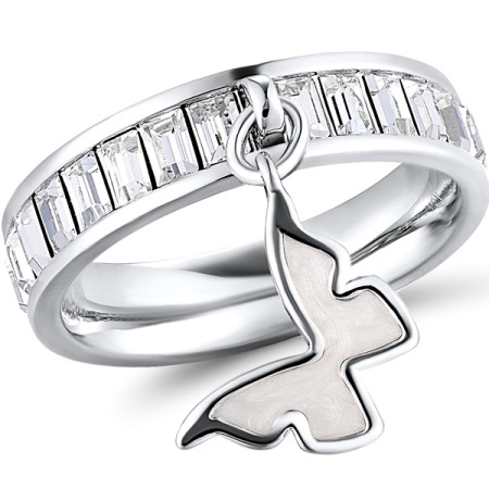 Brass w/ White Gold Plating Ring Enamel,Swarovski 001 (R311253EA8BRW)