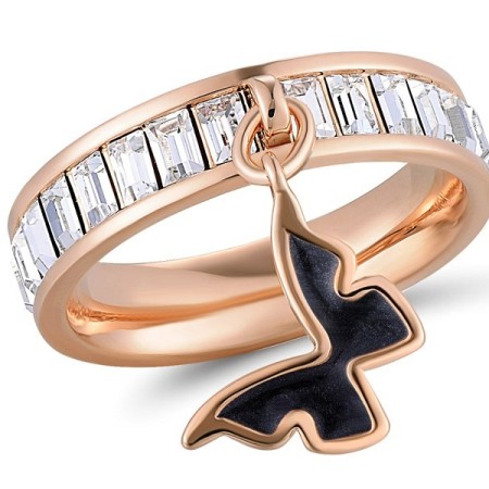 Brass w/ Rose Gold Plating Ring Enamel,Swarovski 001 (R311253EABRR) - US 7