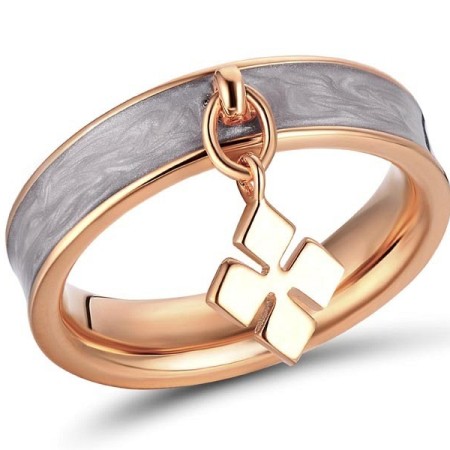 Brass w/ Rose Gold Plating Ring Enamel (R311255EA5BRR) - US 6