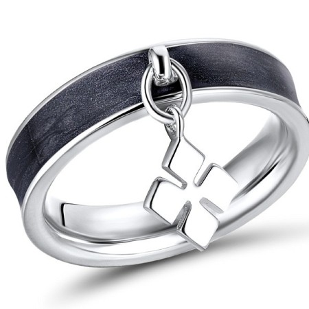 Brass w/ White Gold Plating Ring Enamel (R311255EABRW) - US 6