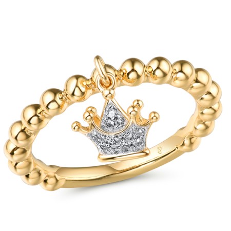 Sterling Silver w/ Ionic Yellow Plating Ring Created white sapphire (R311419CWSSP925) - US 7