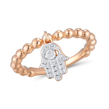 Sterling Silver w/ IONIC ROSE PLATING Ring Created white sapphire (R311420CWSSQ925)