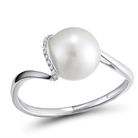 9KW Ring Diamond,Fresh Water White Pearl (R311598FWP9KW)