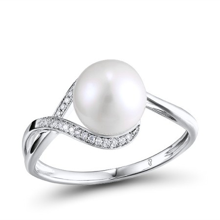 9KW Ring Diamond,Fresh Water White Pearl (R311599FWP9KW)
