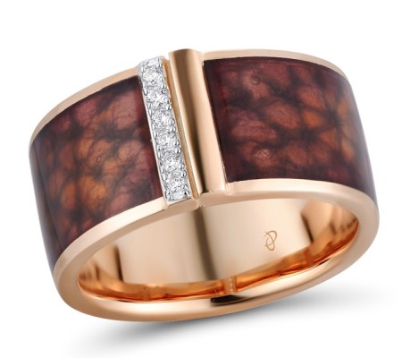 Sterling Silver w/ Ionic Rose Plating Ring Enamel,White Cubic Zirconia (R311729ENASQ925) - US 6