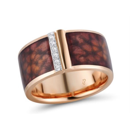 Sterling Silver w/ Ionic Rose Plating Ring Enamel,White Cubic Zirconia (R311729ENASQ925) - US 6