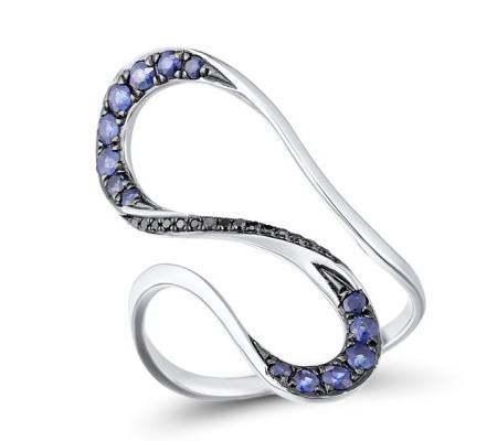 14KWB Ring Black Diamond,Blue Sapphire (R311768BDS14KWB) - US 6