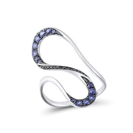 14KWB Ring Black Diamond,Blue Sapphire (R311768BDS14KWB) - US 6