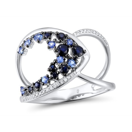 14KWB Ring Blue Sapphire,Diamond (R311802SAP14KWB)