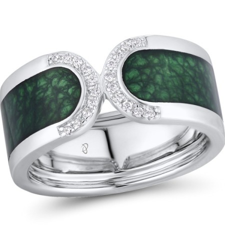 Sterling Silver Ring Enamel,White Cubic Zirconia (R311819ENASL925)