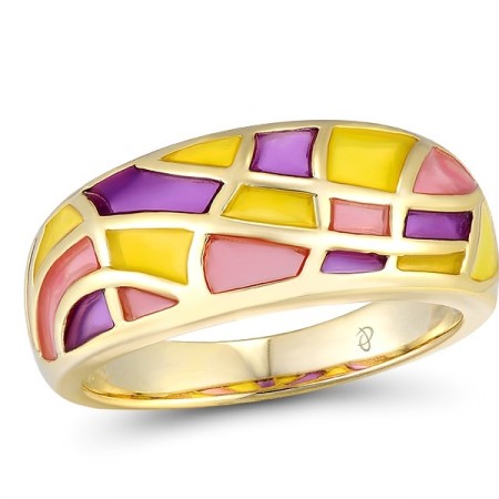 Sterling Silver w/ Yellow Plating Ring Enamel (R311838ENA1SY925)