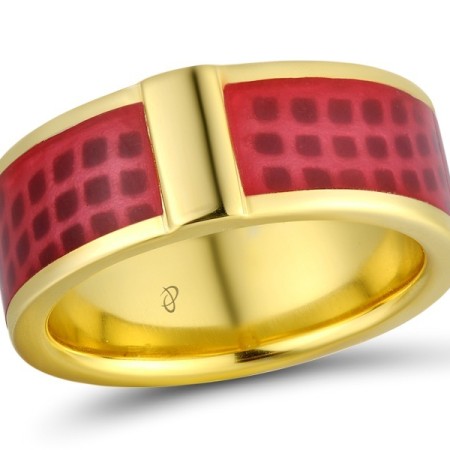 Sterling Silver w/ Yellow Plating Ring Enamel (R311875ENASY925)