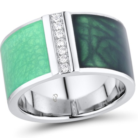 Sterling Silver Ring Enamel,White Cubic Zirconia (R311879ENASL925) - US 6