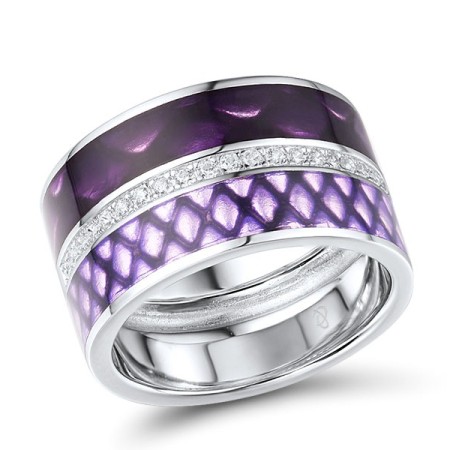 Sterling Silver Ring Enamel,White Cubic Zirconia (R311880ENASL925) - US 6