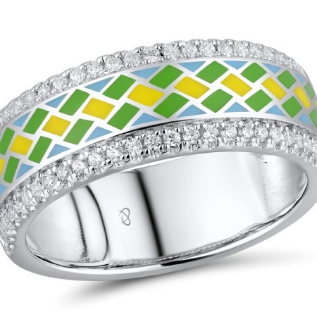Sterling Silver Ring Enamel,White Cubic Zirconia (R311912ENASL925)