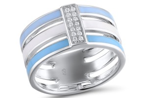 Sterling Silver Ring Enamel,White Cubic Zirconia (R311913ENASL925)