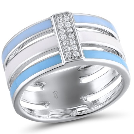 Sterling Silver Ring Enamel,White Cubic Zirconia (R311913ENASL925)
