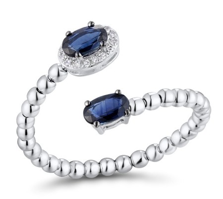 14KWB Ring Blue Sapphire,Diamond (R311930SAP14KWB) - US 7