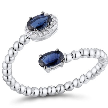 14KWB Ring Blue Sapphire,Diamond (R311930SAP14KWB) - US 7