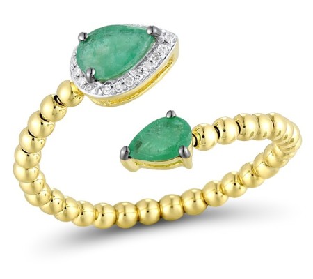 14KYWB Ring Diamond,Emerald (R311931EMR14KYWB) - US 6