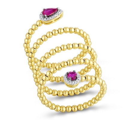 14KYWB Ring Diamond,Ruby (R311935RUY14KYWB) - US 6.5