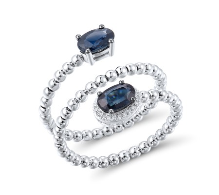 14KWB Ring Blue Sapphire,Diamond (R311938SAP14KWB) - US 7