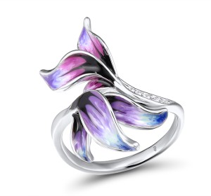 Sterling Silver Ring Enamel,White Cubic Zirconia (R312187ENA1SL925) - US 6